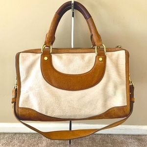 J. Crew vintage suede and leather crossbody satchel gold hardware handbag
